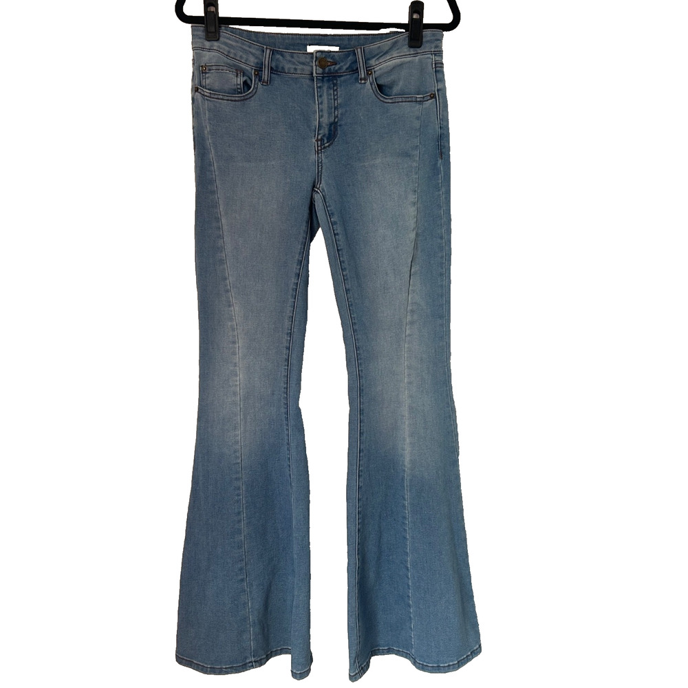 Y2K BDG Extreme Flare Jeans Size 28 Light Wash Front Seam Low Rise Bell Bottoms